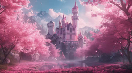 Beautiful pink princess castle.の素材
