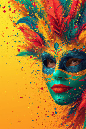 Beautiful bright modern poster for advertising the Brazilian carnival with plenty of space for text.の素材