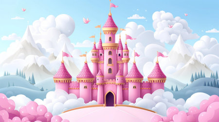 Beautiful pink princess castle.の素材