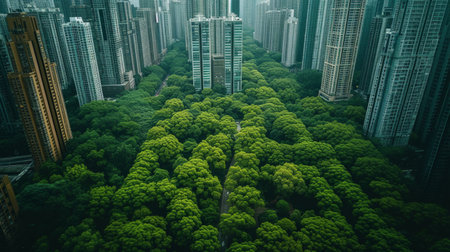 Photography concept of green spaces and green economy in a large metropolis.の素材