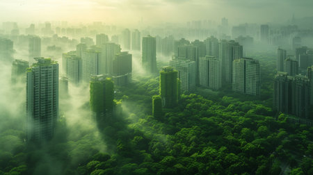 Photography concept of green spaces and green economy in a large metropolis.の素材