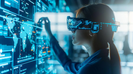 An entrepreneur orchestrates automated processes through AI, optimizing efficiency and resource allocation.の素材