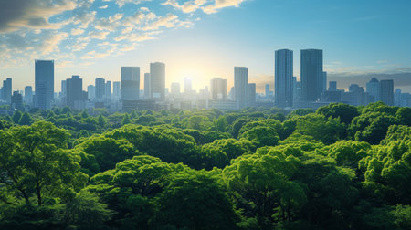 Photography concept of green spaces and green economy in a large metropolis.の素材