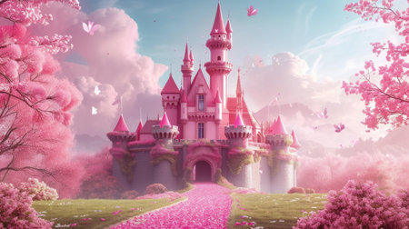 Beautiful pink princess castle.の素材