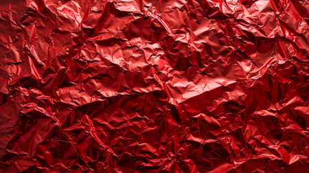 Background made of red crumpled foil.の素材