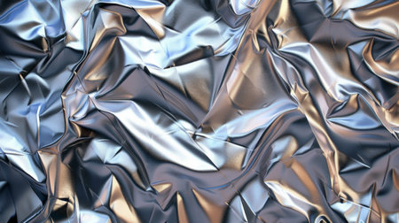 Background made of silver crumpled foil.の素材