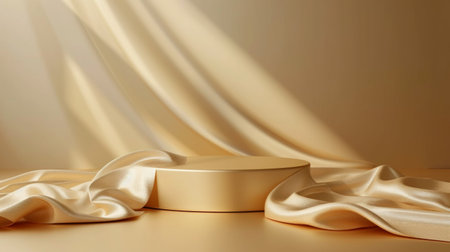 Gold podium on a gold minimalistic background.の素材