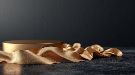 Gold podium on a black minimalistic background.の素材