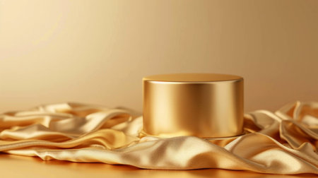 Gold podium on a gold minimalistic background.の素材