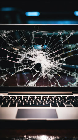 a broken screen, faulty keyboard, or malfunctioning ports.の素材