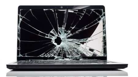 a broken screen, faulty keyboard, or malfunctioning ports.の素材