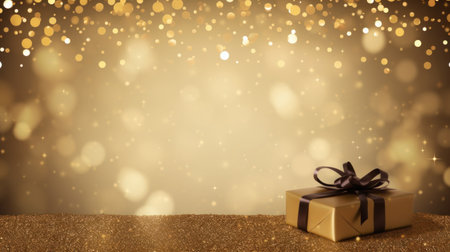 An elegant gold glitter background for a message, suitable for a sophisticated celebration.の素材