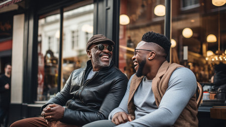 barber and a client engaged in conversation, showcasing the personal connection.の素材