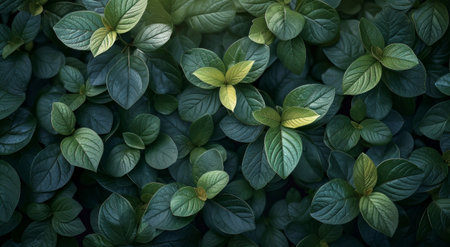a close up image of many green leaves in the garden.の素材