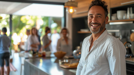 A bustling open house event with the real estate agent managing the flow of visitors.の素材