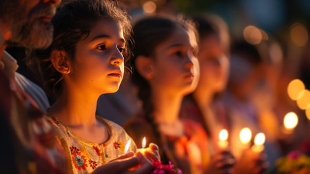 A group participating in a traditional Easter blessing or ceremony.の素材