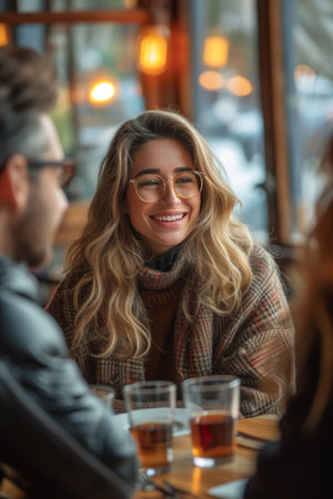 A warm and friendly real estate agent having a one-on-one consultation with clients.の素材