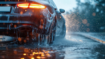 Beautiful background for car washing advertising.の素材