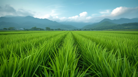 Beautiful photo of rice fields for background.の素材