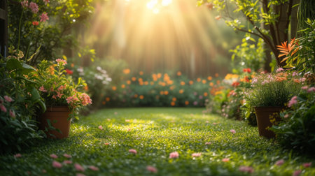 Beautiful background for garden spring party advertising.の素材