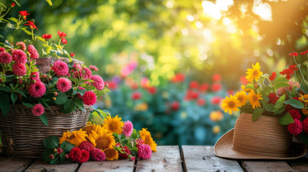 Beautiful background for garden spring party advertising.の素材