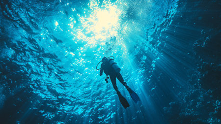 Beautiful background for skuba diving advertising.の素材