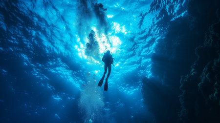 Beautiful background for skuba diving advertising.の素材