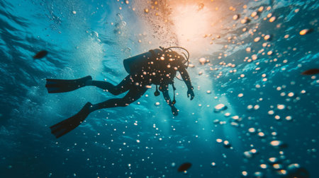 Beautiful background for skuba diving advertising.の素材