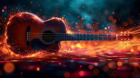 Beautiful background for guitar concert advertising.の素材
