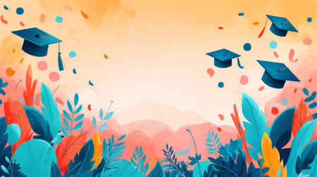 Beautiful minimalist background for graduation party advertisin.の素材