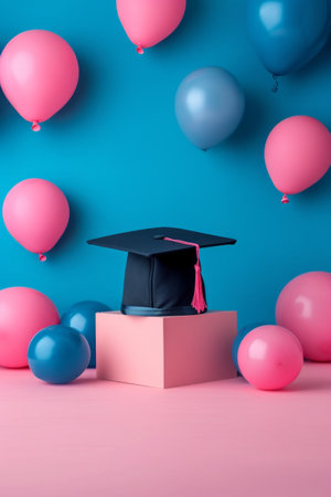 Beautiful minimalist background for graduation party advertisin.の素材