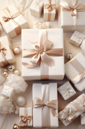 a christmas gift for you wrapped with ribbons and presents.の素材
