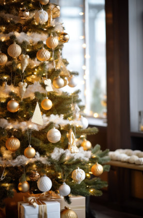 a christmas tree with ornaments on it.の素材