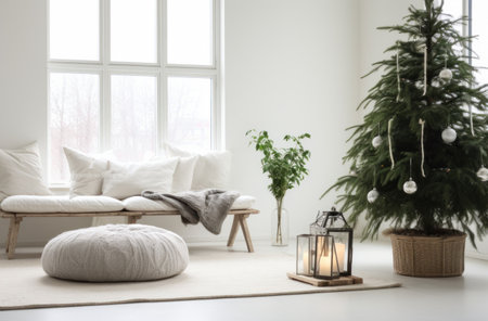 a living room decorating for christmas.の素材