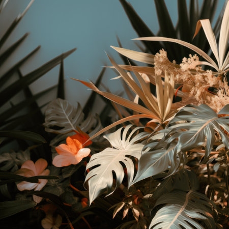 a picture of a tropical plant outside.の素材