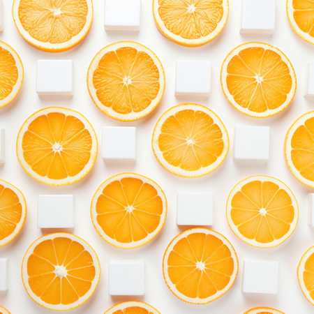 a square with lemon slices sitting across from itの素材