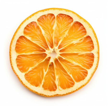 cut up pieces of orange on a white mat, back button focus, light yellow and white, focus stackingの素材
