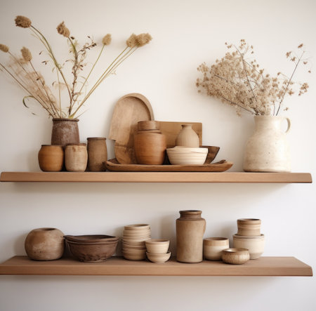 two large shelves in the kitchenの素材