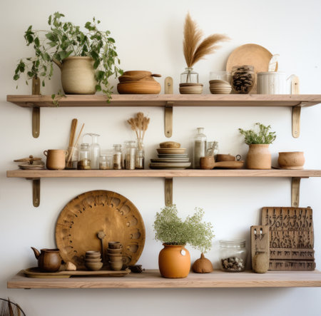 two large shelves in the kitchenの素材