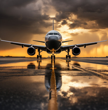 a passenger plane on the ground.の素材