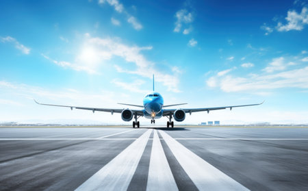 an airplane flying through the air in the day.の素材