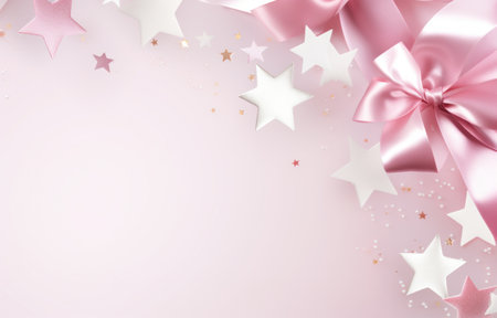 birthday invitations template, pink and white.の素材