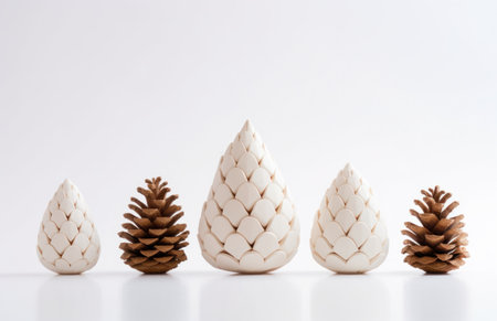 cones of various sizes and shapes on a white background.の素材