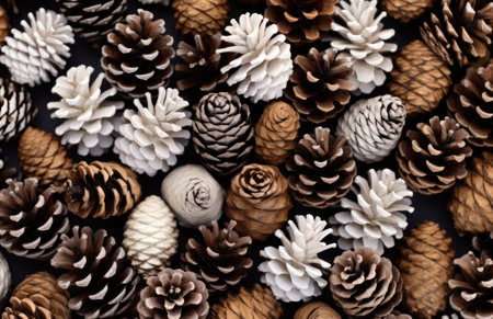 pine cones arranged in all different sizes.の素材