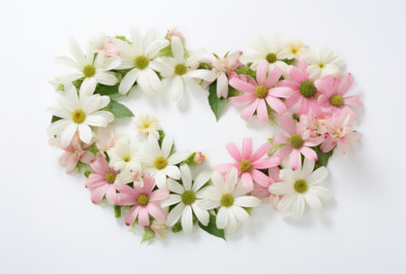 white and pink flowers arranged in an alphabet shape.の素材