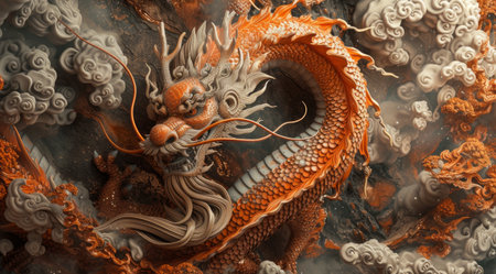 Chinese dragon ornament art.の素材