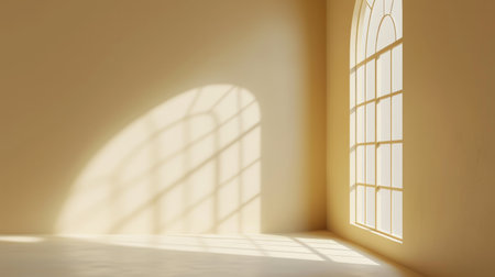 Minimalistic abstract beige background with shadow light from windowの素材