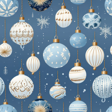 christmas ornaments and geometric shapes seamless pattern backgroundの素材