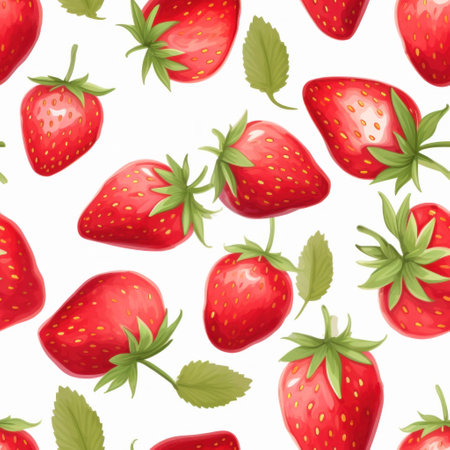 Watercolor cute strawberry seamless pattern backgroundの素材