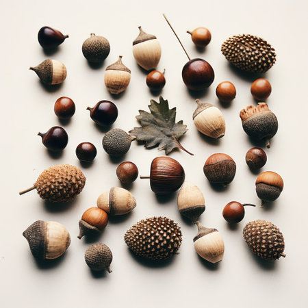 a collection of the natural acorns with many different species,の素材